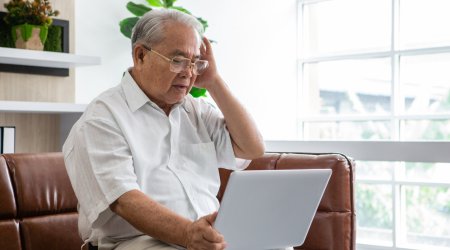Senior man on online therapy